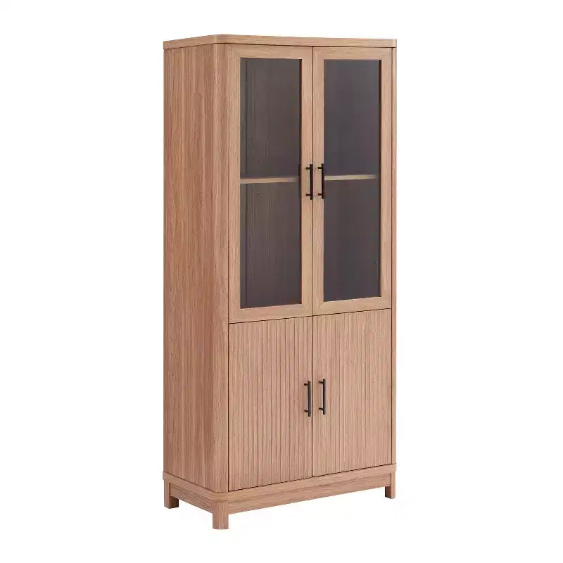 GDFStudio Aveline Mobile Libreria Moderno Mid-Century da 31'' con 2 Ante in Vetro e 6 Ripiani Regolabili