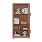GDFStudio Aveline Mobile Libreria Moderno Mid-Century da 31'' con 2 Ante in Vetro e 6 Ripiani Regolabili