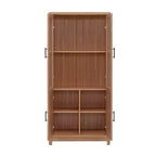 GDFStudio Aveline Mobile Libreria Moderno Mid-Century da 31'' con 2 Ante in Vetro e 6 Ripiani Regolabili