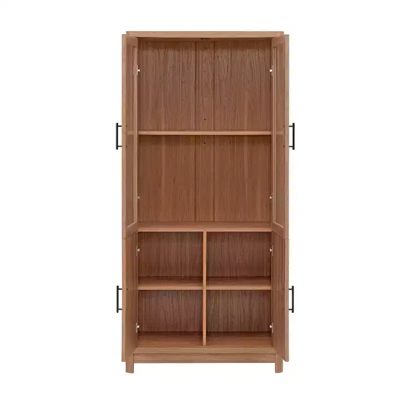 GDFStudio Aveline Mobile Libreria Moderno Mid-Century da 31'' con 2 Ante in Vetro e 6 Ripiani Regolabili