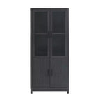 GDFStudio Aveline Mobile Libreria Moderno Mid-Century da 31'' con 2 Ante in Vetro e 6 Ripiani Regolabili