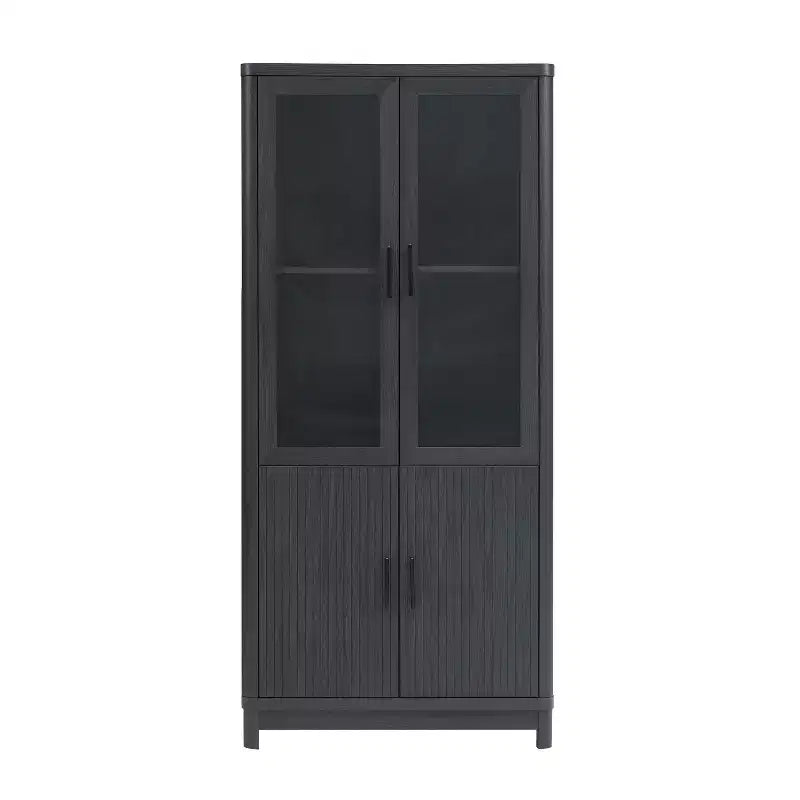 GDFStudio Aveline Mobile Libreria Moderno Mid-Century da 31'' con 2 Ante in Vetro e 6 Ripiani Regolabili