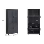 GDFStudio Aveline Mobile Libreria Moderno Mid-Century da 31'' con 2 Ante in Vetro e 6 Ripiani Regolabili