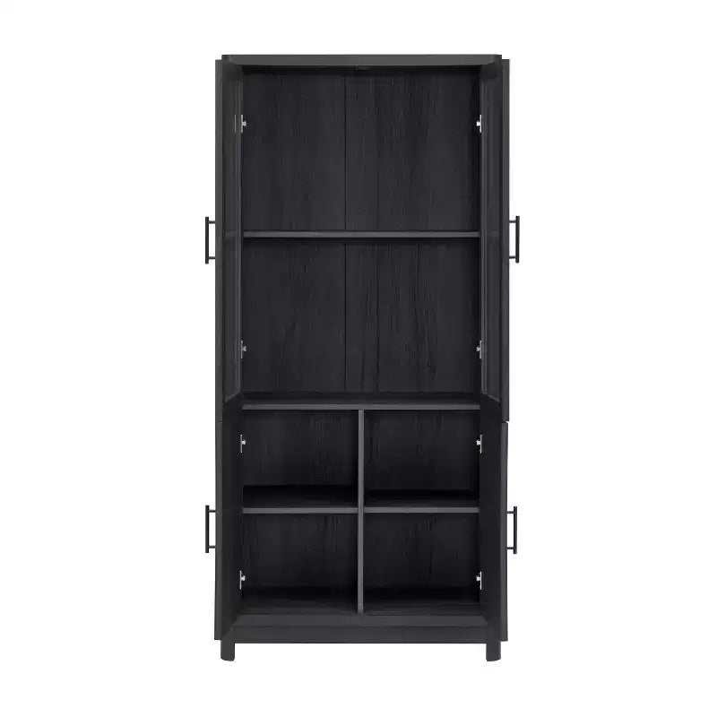 GDFStudio Aveline Mobile Libreria Moderno Mid-Century da 31'' con 2 Ante in Vetro e 6 Ripiani Regolabili