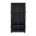 GDFStudio Aveline Mobile Libreria Moderno Mid-Century da 31'' con 2 Ante in Vetro e 6 Ripiani Regolabili