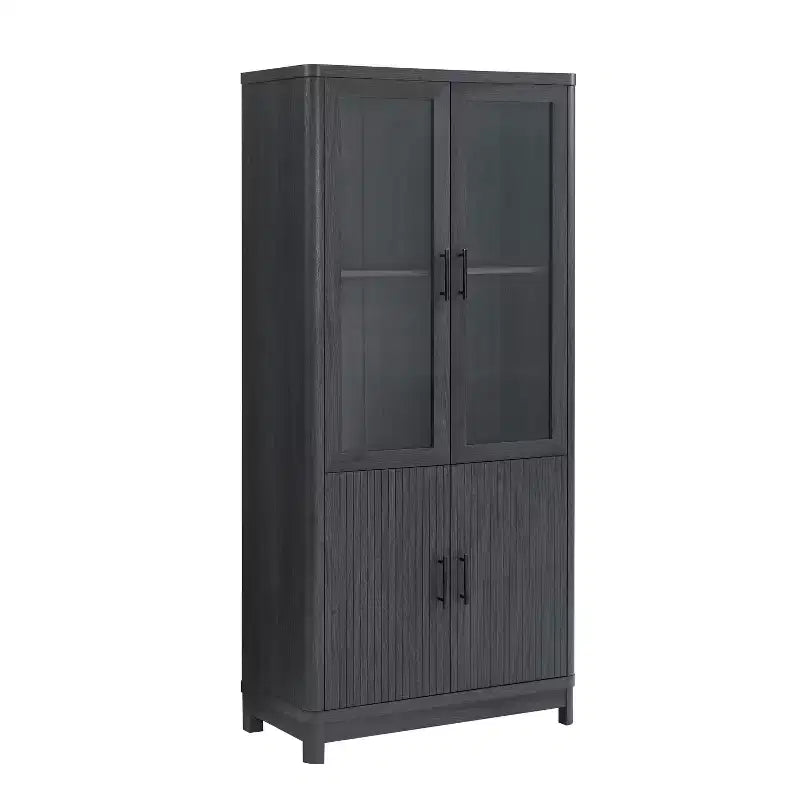 GDFStudio Aveline Mobile Libreria Moderno Mid-Century da 31'' con 2 Ante in Vetro e 6 Ripiani Regolabili