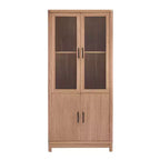 GDFStudio Aveline Mobile Libreria Moderno Mid-Century da 31'' con 2 Ante in Vetro e 6 Ripiani Regolabili