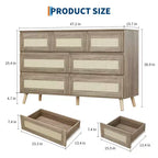 Cassettiera moderna a 7 cassetti in rattan, mobile contenitore in legno per camera da letto, cameretta, soggiorno o ingresso, per organizzare i vestiti