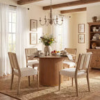 Set da pranzo rotondo moderno Christopher Knight Home Seema 5 pezzi con sedie imbottite in legno di gomma