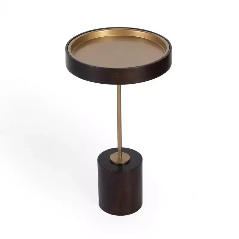HomeRoots 22 Black And Rosegold Solid Wood Round End Table