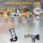 Carrello industriale a pianale COZONY 2-in-1, carrello pesante con manico telescopico e ruote girevoli bloccabili per magazzino e traslochi