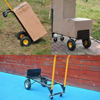 Carrello industriale a pianale COZONY 2-in-1, carrello pesante con manico telescopico e ruote girevoli bloccabili per magazzino e traslochi