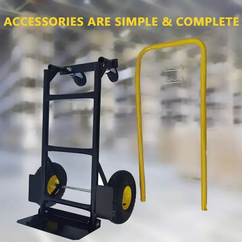 Carrello industriale a pianale COZONY 2-in-1, carrello pesante con manico telescopico e ruote girevoli bloccabili per magazzino e traslochi