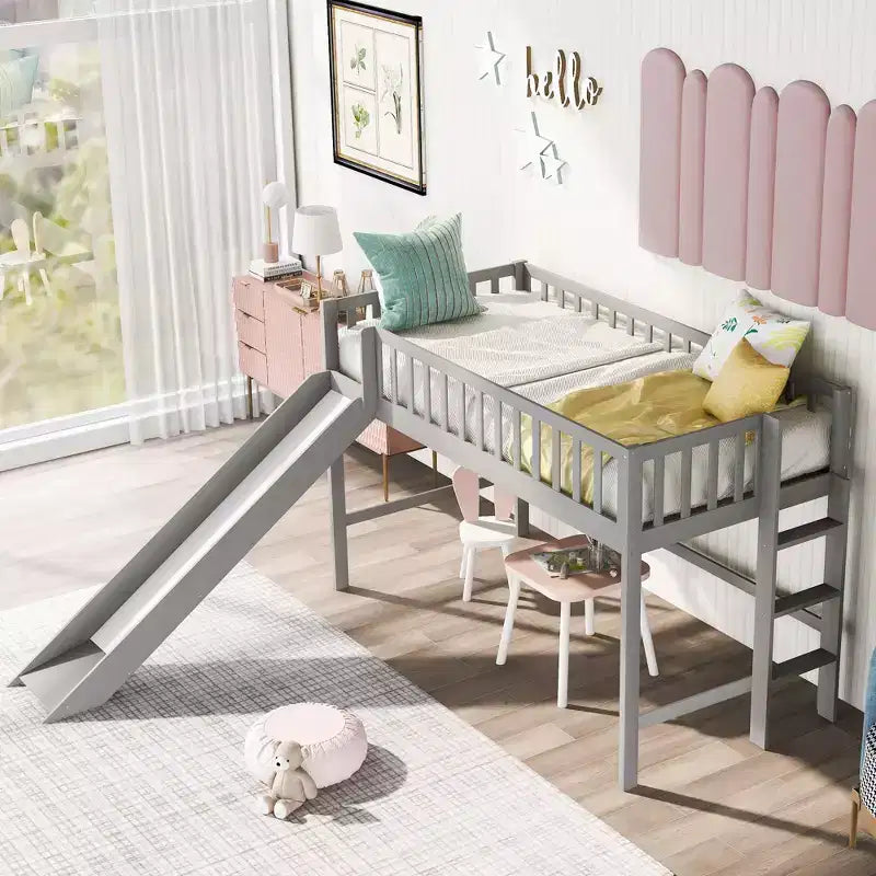 Bellemave Wooden Daybed with Storage Shelves, 2 Drawers & Built-In Study Desk, Twin/Full Size Space-Saving Multifunction Bed, Natural or Antique White