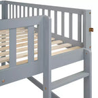 Bellemave Letto a Giorno in Legno con Ripiani, 2 Cassetti e Scrivania Integrata, Letto Multifunzione Salvaspazio Matrimoniale/Singolo, Naturale o Bianco Antico