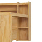 Bellemave Letto a Giorno in Legno con Ripiani, 2 Cassetti e Scrivania Integrata, Letto Multifunzione Salvaspazio Matrimoniale/Singolo, Naturale o Bianco Antico