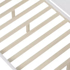 Bellemave Letto a Giorno in Legno con Ripiani, 2 Cassetti e Scrivania Integrata, Letto Multifunzione Salvaspazio Matrimoniale/Singolo, Naturale o Bianco Antico