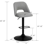Set di 2 Sgabelli da Bar Girevoli Regolabili, Sgabelli da Bancone Imbottiti con Schienale e Base Nera, Altezza 61-81 cm - Panipeachy
