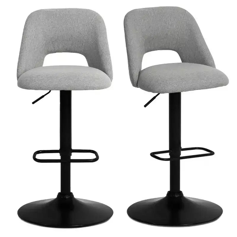 Set di 2 Sgabelli da Bar Girevoli Regolabili, Sgabelli da Bancone Imbottiti con Schienale e Base Nera, Altezza 61-81 cm - Panipeachy