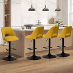 Set di 2 Sgabelli da Bar Girevoli Regolabili, Sgabelli da Bancone Imbottiti con Schienale e Base Nera, Altezza 61-81 cm - Panipeachy