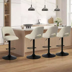 Set di 2 Sgabelli da Bar Girevoli Regolabili, Sgabelli da Bancone Imbottiti con Schienale e Base Nera, Altezza 61-81 cm - Panipeachy