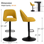 Set di 2 Sgabelli da Bar Girevoli Regolabili, Sgabelli da Bancone Imbottiti con Schienale e Base Nera, Altezza 61-81 cm - Panipeachy