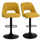 Set di 2 Sgabelli da Bar Girevoli Regolabili, Sgabelli da Bancone Imbottiti con Schienale e Base Nera, Altezza 61-81 cm - Panipeachy