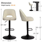 Set di 2 Sgabelli da Bar Girevoli Regolabili, Sgabelli da Bancone Imbottiti con Schienale e Base Nera, Altezza 61-81 cm - Panipeachy