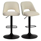 Set di 2 Sgabelli da Bar Girevoli Regolabili, Sgabelli da Bancone Imbottiti con Schienale e Base Nera, Altezza 61-81 cm - Panipeachy