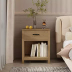 Comodino Minimalista con Cassetto e Ripiano Aperto, Tavolino da Notte Moderno per Camera da Letto o Soggiorno-Panipeachy