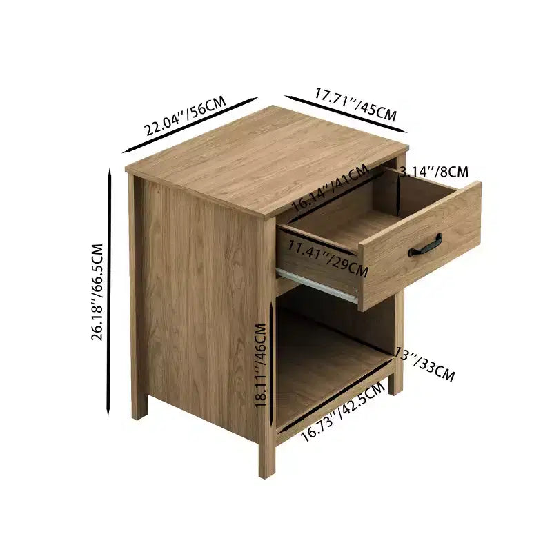 Comodino Minimalista con Cassetto e Ripiano Aperto, Tavolino da Notte Moderno per Camera da Letto o Soggiorno-Panipeachy