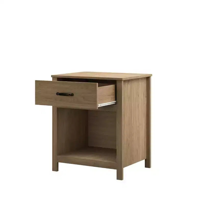 Comodino Minimalista con Cassetto e Ripiano Aperto, Tavolino da Notte Moderno per Camera da Letto o Soggiorno-Panipeachy