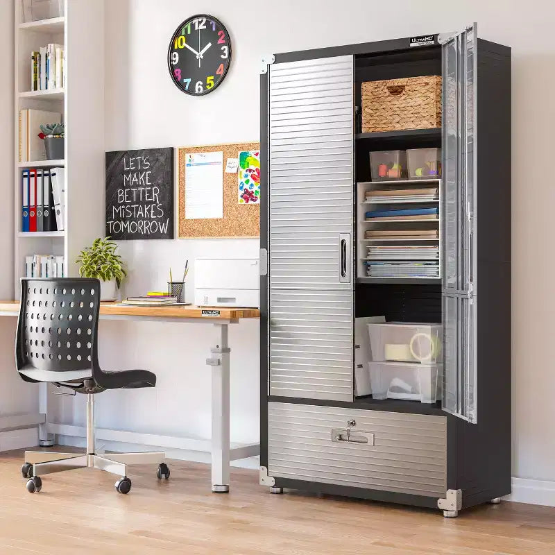 Armadietto contenitore UltraHD Seville Classics con cassetto inferiore, 91,4 cm L x 45,7 cm P x 182,9 cm H
