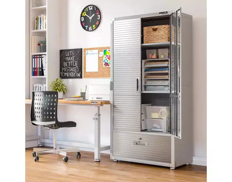 Armadietto contenitore UltraHD Seville Classics con cassetto inferiore, 91,4 cm L x 45,7 cm P x 182,9 cm H