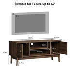 Mobile porta TV moderno di metà secolo da 43 pollici per TV da 32-45 pollici, console multimediale con vani portaoggetti, centro di intrattenimento per soggiorno o camera da letto-Panipeachy