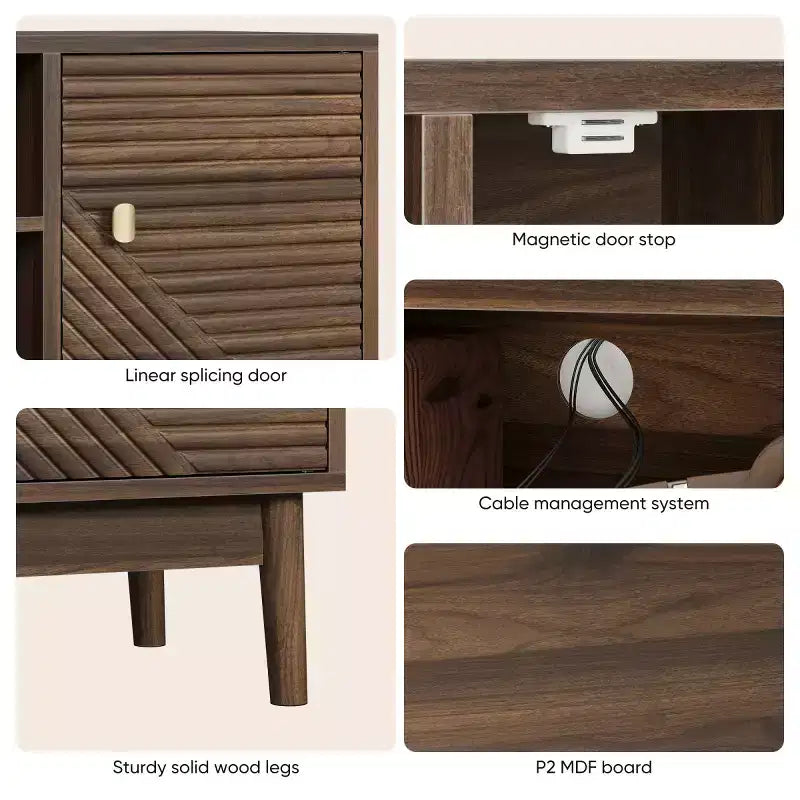 Mobile porta TV moderno di metà secolo da 43 pollici per TV da 32-45 pollici, console multimediale con vani portaoggetti, centro di intrattenimento per soggiorno o camera da letto-Panipeachy