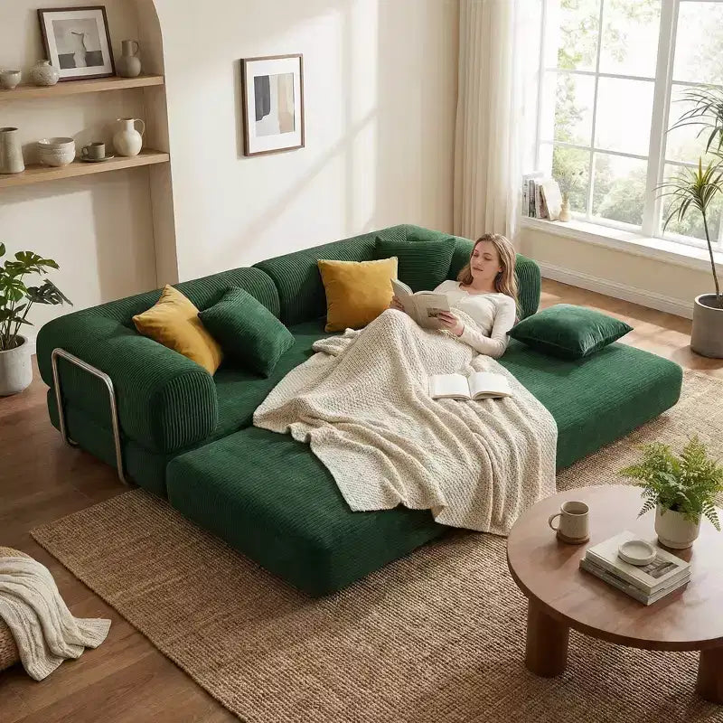 Divano Letto Moderno Convertibile FurnitureR con Materasso Estraibile, Divano Imbottito con Seduta Profonda per Soggiorno, Camera degli Ospiti o Appartamento