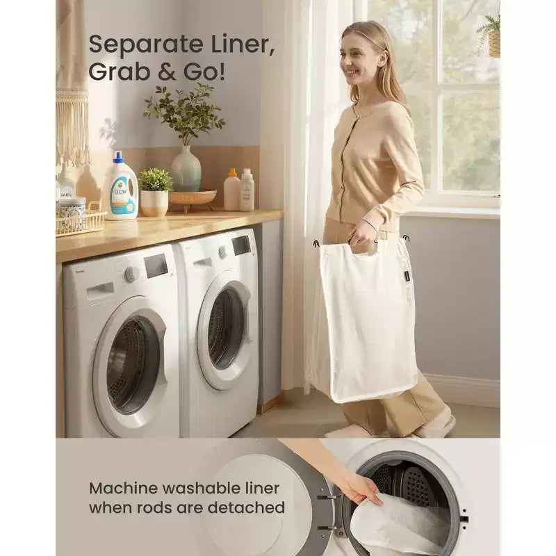 Cesto Portabiancheria con Coperchio, Cesto Portabiancheria in Rattan PE con Fodera Rimovibile, Cesto Contenitore, Divisorio a 3 Scomparti, 160 L