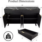 Mobile credenza da 150 cm con 2 cassetti, 4 ante e ripiani regolabili per sala da pranzo, soggiorno
