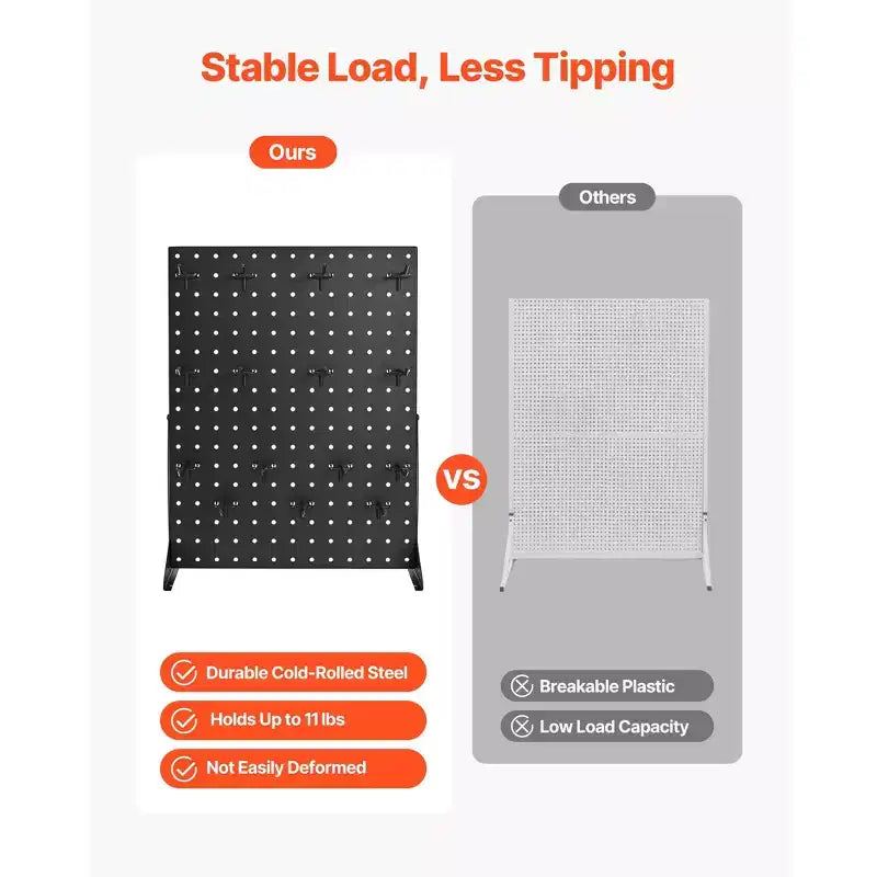 Espositore per Pannello Forato, Espositore da Tavolo per Pannello Forato da 17 x 13 Pollici con 15 Ganci, Pannello Forato in Acciaio Laminato a Freddo Ispessito, Nero