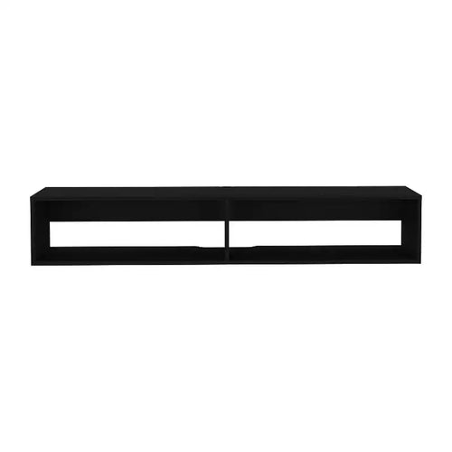 JVNOXK 59 Inch Modern Floating TV Stand, Fits TVs Up to 60 Inches and Below, for Living Room, with 2-Tier Shelves, Wooden with Cable Holes, Black
