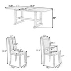 Set da pranzo rustico da 6 pezzi con tavolo allungabile, tavolo da pranzo con cavalletto da 195,3 cm e 4 sedie da pranzo imbottite, 1 panca