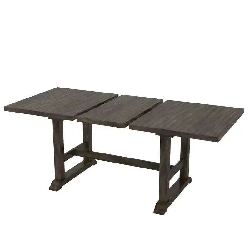 Set da pranzo rustico da 6 pezzi con tavolo allungabile, tavolo da pranzo con cavalletto da 195,3 cm e 4 sedie da pranzo imbottite, 1 panca