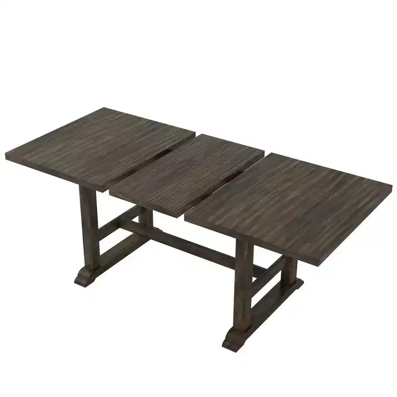Set da pranzo rustico da 6 pezzi con tavolo allungabile, tavolo da pranzo con cavalletto da 195,3 cm e 4 sedie da pranzo imbottite, 1 panca