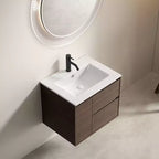 Lavabo da bagno da 60 cm, lavabo da bagno in ceramica con foro troppopieno, senza scarico, bianco lucido