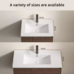 Lavabo da bagno da 60 cm, lavabo da bagno in ceramica con foro troppopieno, senza scarico, bianco lucido