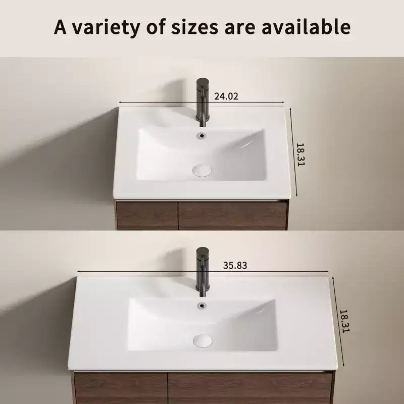 Lavabo da bagno da 60 cm, lavabo da bagno in ceramica con foro troppopieno, senza scarico, bianco lucido