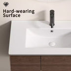 Lavabo da bagno da 60 cm, lavabo da bagno in ceramica con foro troppopieno, senza scarico, bianco lucido