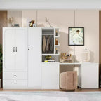 Armadio multifunzione in legno Phyllis con scrivania convertibile