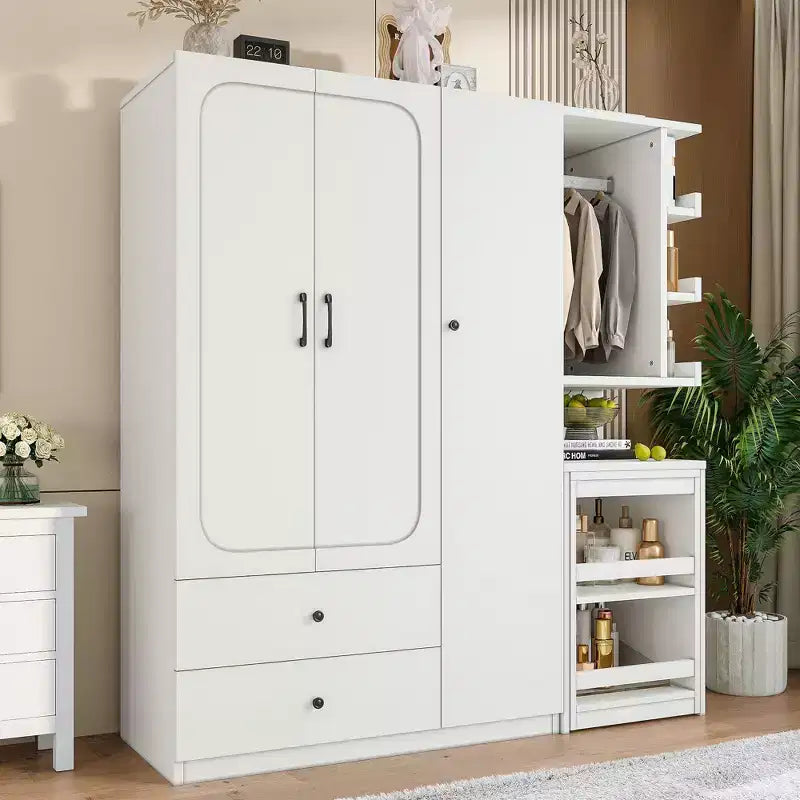 Armadio multifunzione in legno Phyllis con scrivania convertibile